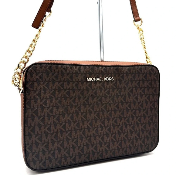 Michael Kors Large EW Crossbody Bag Brown/Gold - Picture 1 of 9